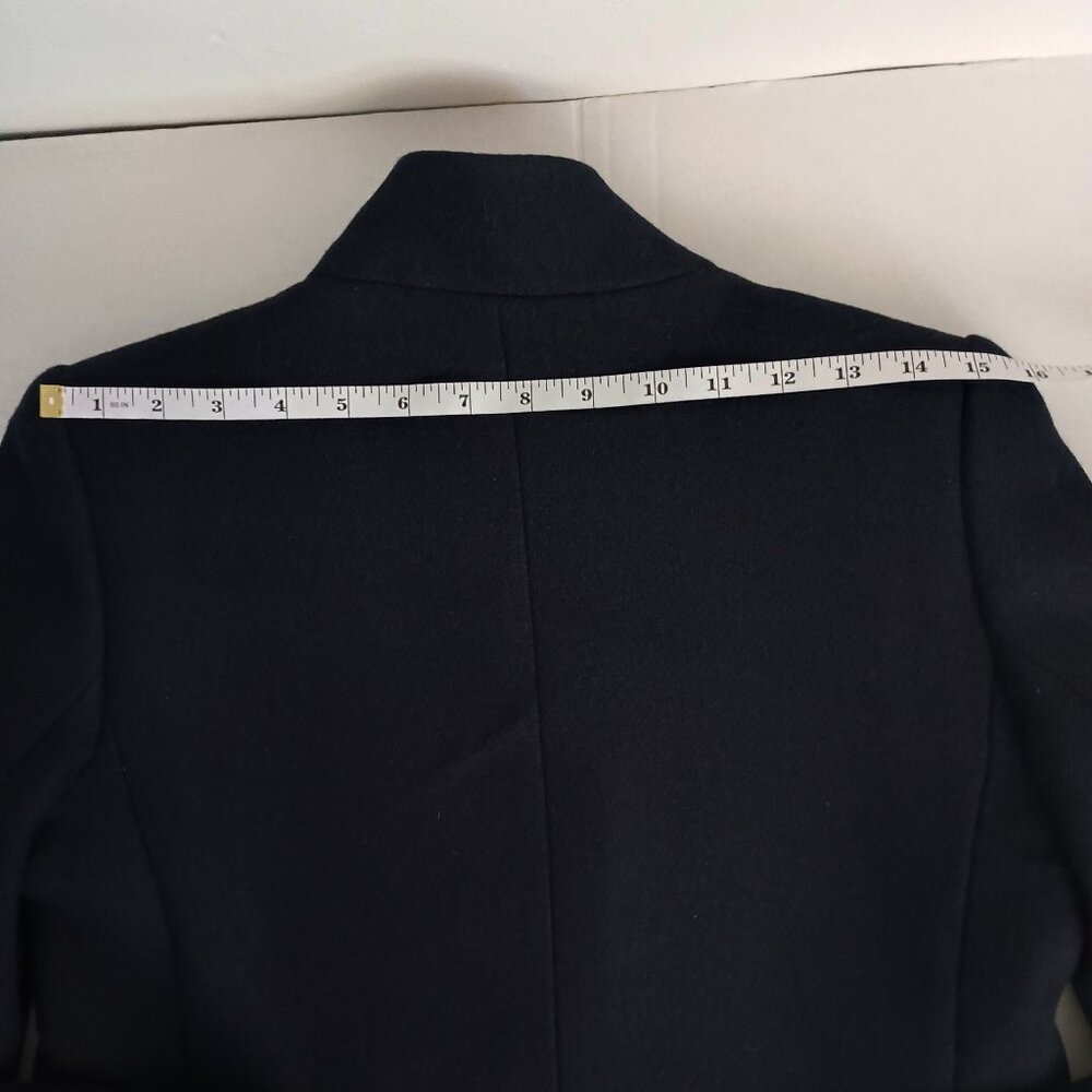 Mango Wool Blend Double Breasted Mid-Thigh Suit Coat Navy Blue Women’s XXS EUC - Picture 10 of 16
